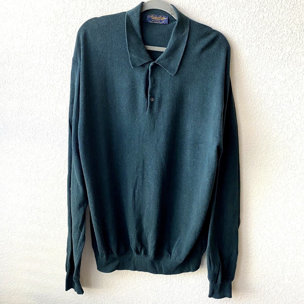 Brooks Brothers Mens Sweatshirt Size XL Cotton Green Long Sleeve Pullover